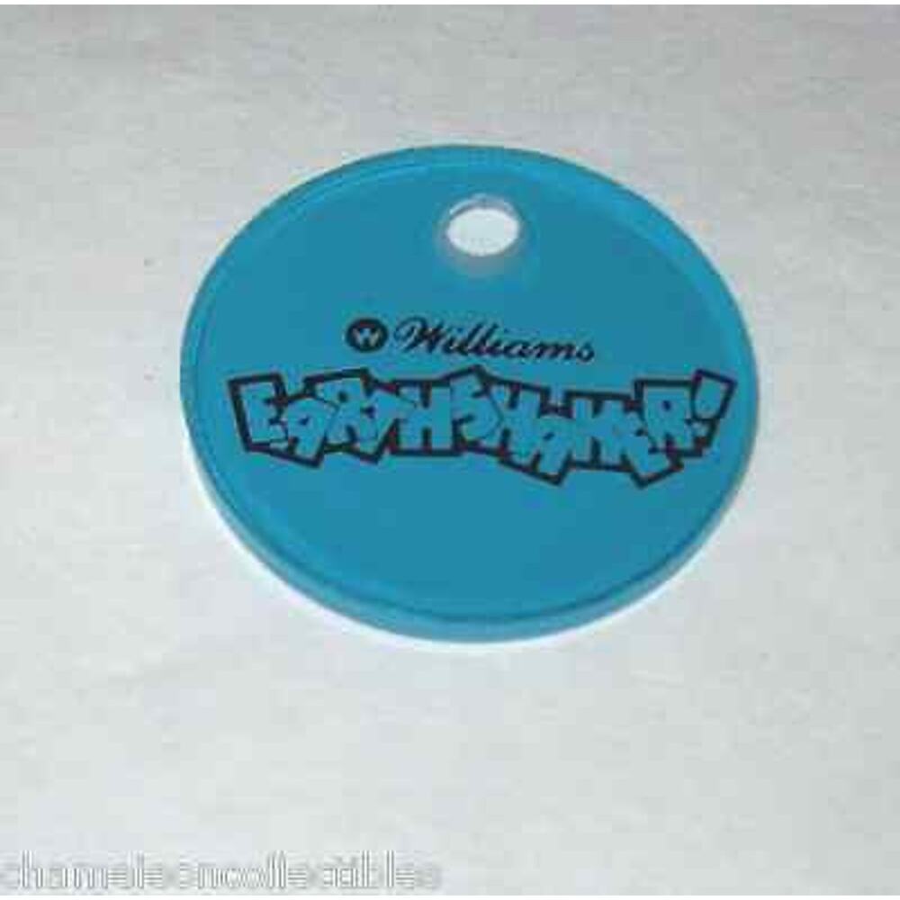 Earthshaker Pinball KEYCHAIN Original NOS Promo Plastic Game Blue Vintage